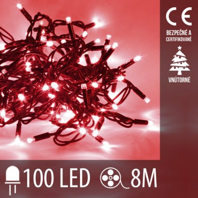 Vianočná reťaz LED 100 LED - červená