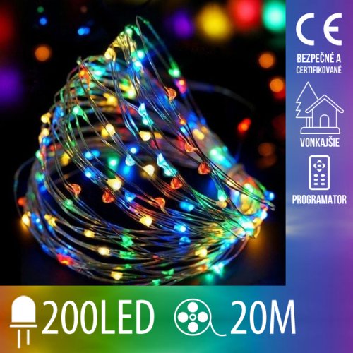 Vianočná reťaz LED vonkajšia 200 LED - multicolor