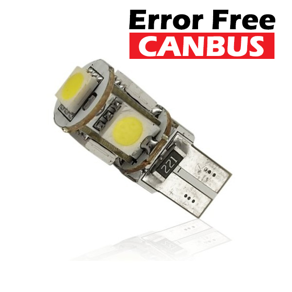 LED auto žiarovka 5 SMD 5050 Canbus resistor, T10 