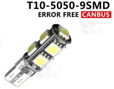 LED auto žiarovka 9 SMD 5050 T10  CANBUS