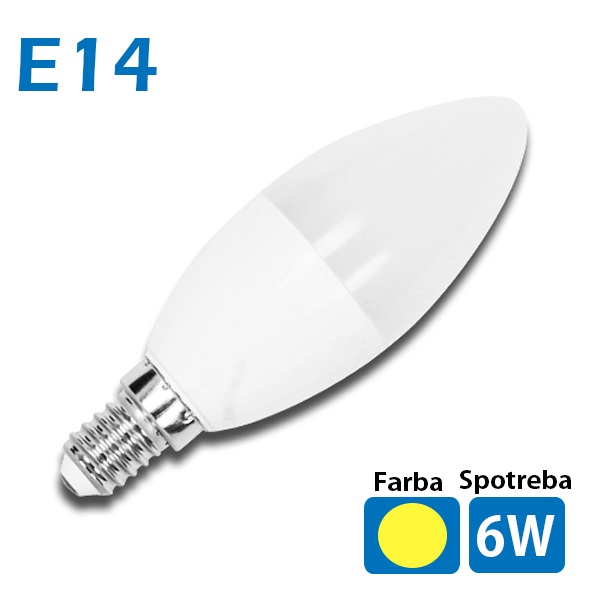 LED žiarovka A5 C37 E14 6W teplá
