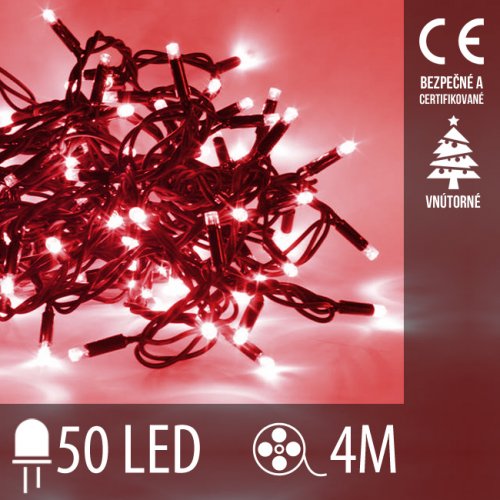 Vianočná reťaz LED 50 LED - červená